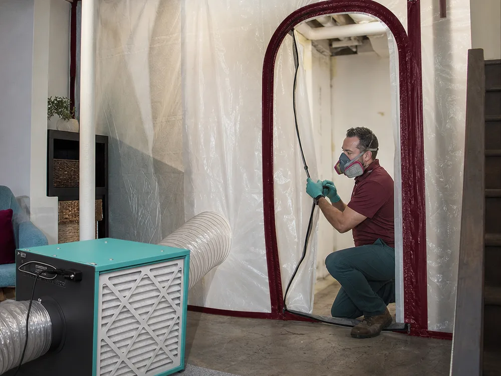 Completed mold work area in a Pittsburgh property with containment removed and surfaces left clean and dry